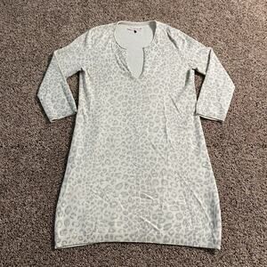 Rebecca Taylor Sweater Dress Womens‎ Medium Leopard Print Silk Cashmere Pullover